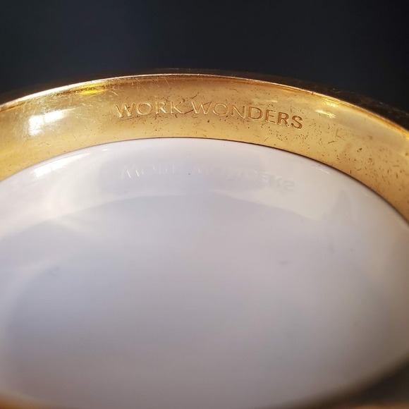 Kate Spade Work Wonders Blue & White Enamel Gold Plate Hinged Bangle Bracelet - Picture 4 of 8